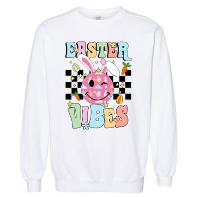 Easter Vibes Smiles Happy Face Bunny Happy Easter Garment-Dyed Sweatshirt