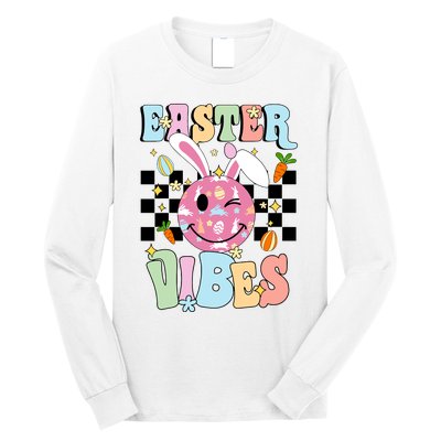 Easter Vibes Smiles Happy Face Bunny Happy Easter Long Sleeve Shirt