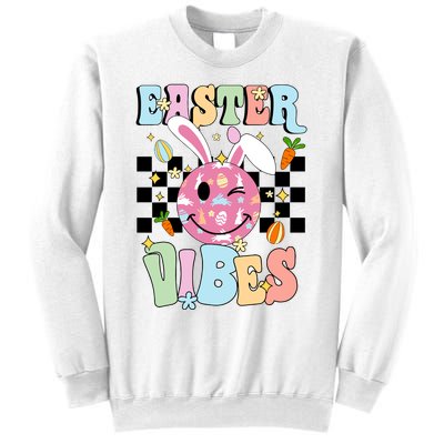 Easter Vibes Smiles Happy Face Bunny Happy Easter Sweatshirt