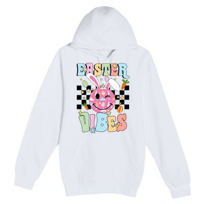 Easter Vibes Smiles Happy Face Bunny Happy Easter Premium Pullover Hoodie