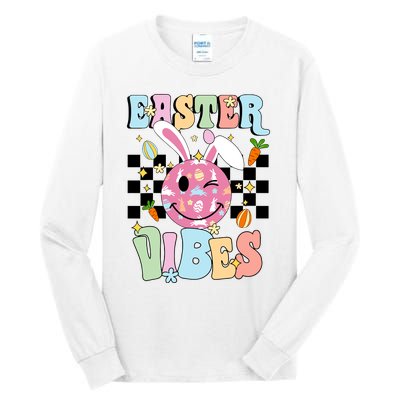 Easter Vibes Smiles Happy Face Bunny Happy Easter Tall Long Sleeve T-Shirt