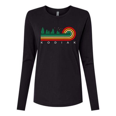 Evergreen Vintage Stripes Kodiak Alaska Womens Cotton Relaxed Long Sleeve T-Shirt