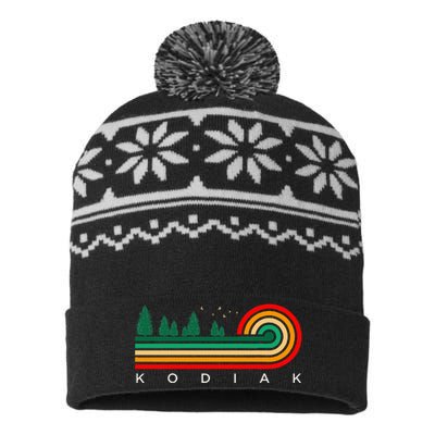 Evergreen Vintage Stripes Kodiak Alaska USA-Made Snowflake Beanie