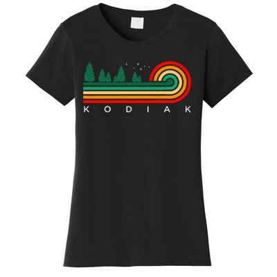 Evergreen Vintage Stripes Kodiak Alaska Women's T-Shirt