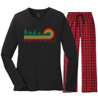 Evergreen Vintage Stripes Pemaquid Beach Maine Women's Long Sleeve Flannel Pajama Set 