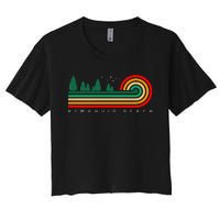 Evergreen Vintage Stripes Pemaquid Beach Maine Women's Crop Top Tee