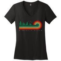 Evergreen Vintage Stripes Pemaquid Beach Maine Women's V-Neck T-Shirt