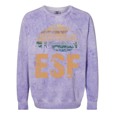 ESF Vintage Sunset Distressed Funny Colorblast Crewneck Sweatshirt