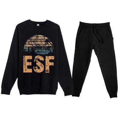 ESF Vintage Sunset Distressed Funny Premium Crewneck Sweatsuit Set