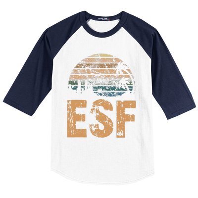 ESF Vintage Sunset Distressed Funny Baseball Sleeve Shirt