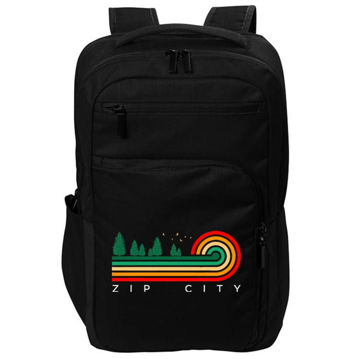 Evergreen Vintage Stripes Zip City Alabama Impact Tech Backpack