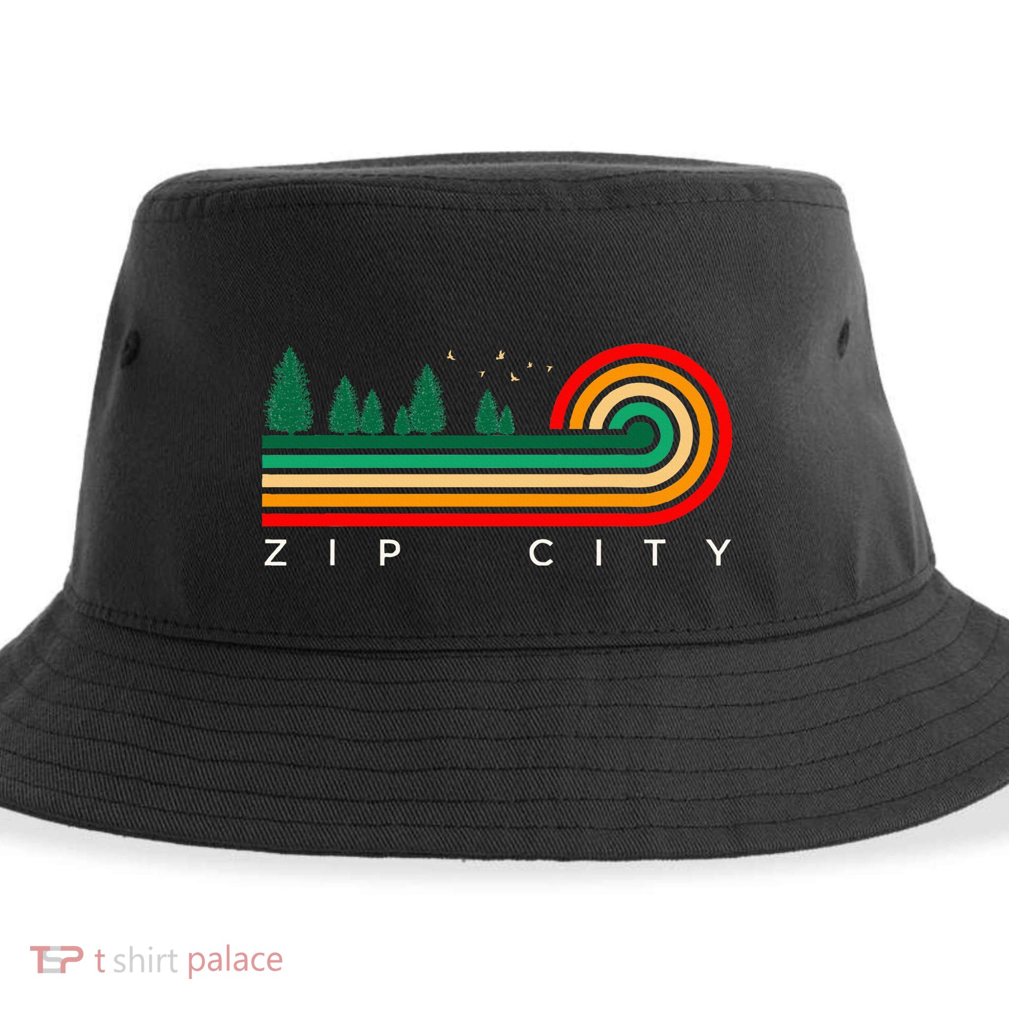 Evergreen Vintage Stripes Zip City Alabama Sustainable Bucket Hat