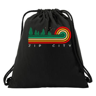 Evergreen Vintage Stripes Zip City Alabama Drawstring Bag