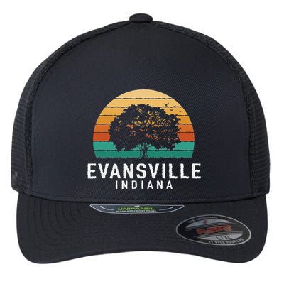 Evansville Vintage Sunset Indiana Souvenir Flexfit Unipanel Trucker Cap