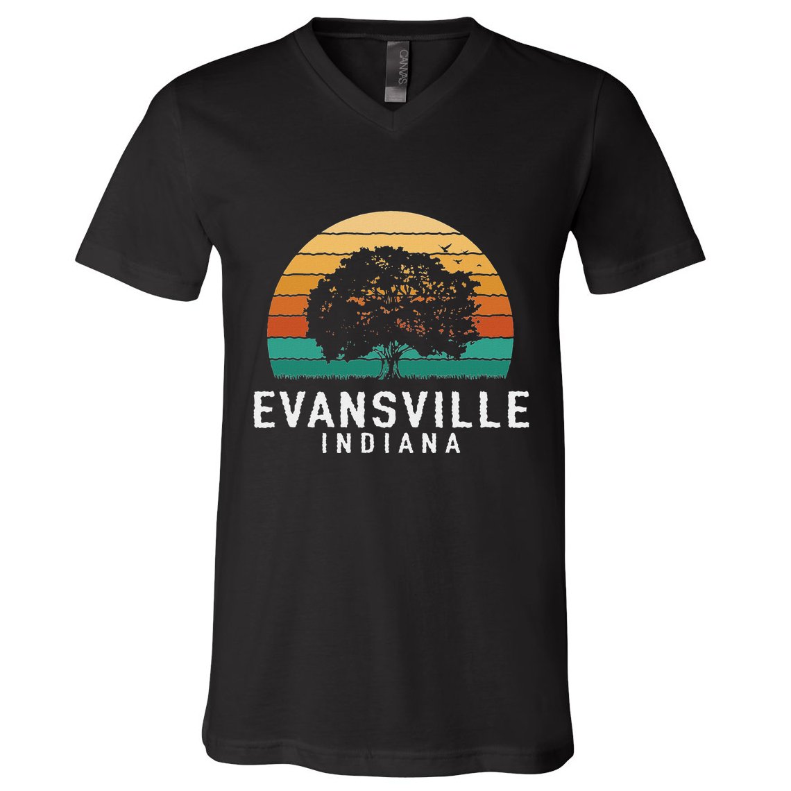 Evansville Vintage Sunset Indiana Souvenir V-Neck T-Shirt