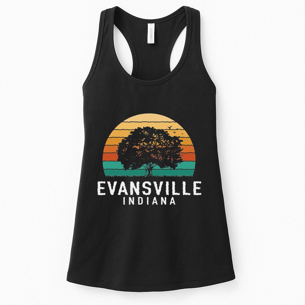 Evansville Vintage Sunset Indiana Souvenir Womens Tank Top