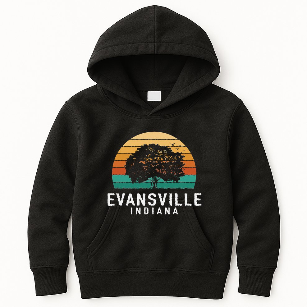 Evansville Vintage Sunset Indiana Souvenir Kids Hoodie