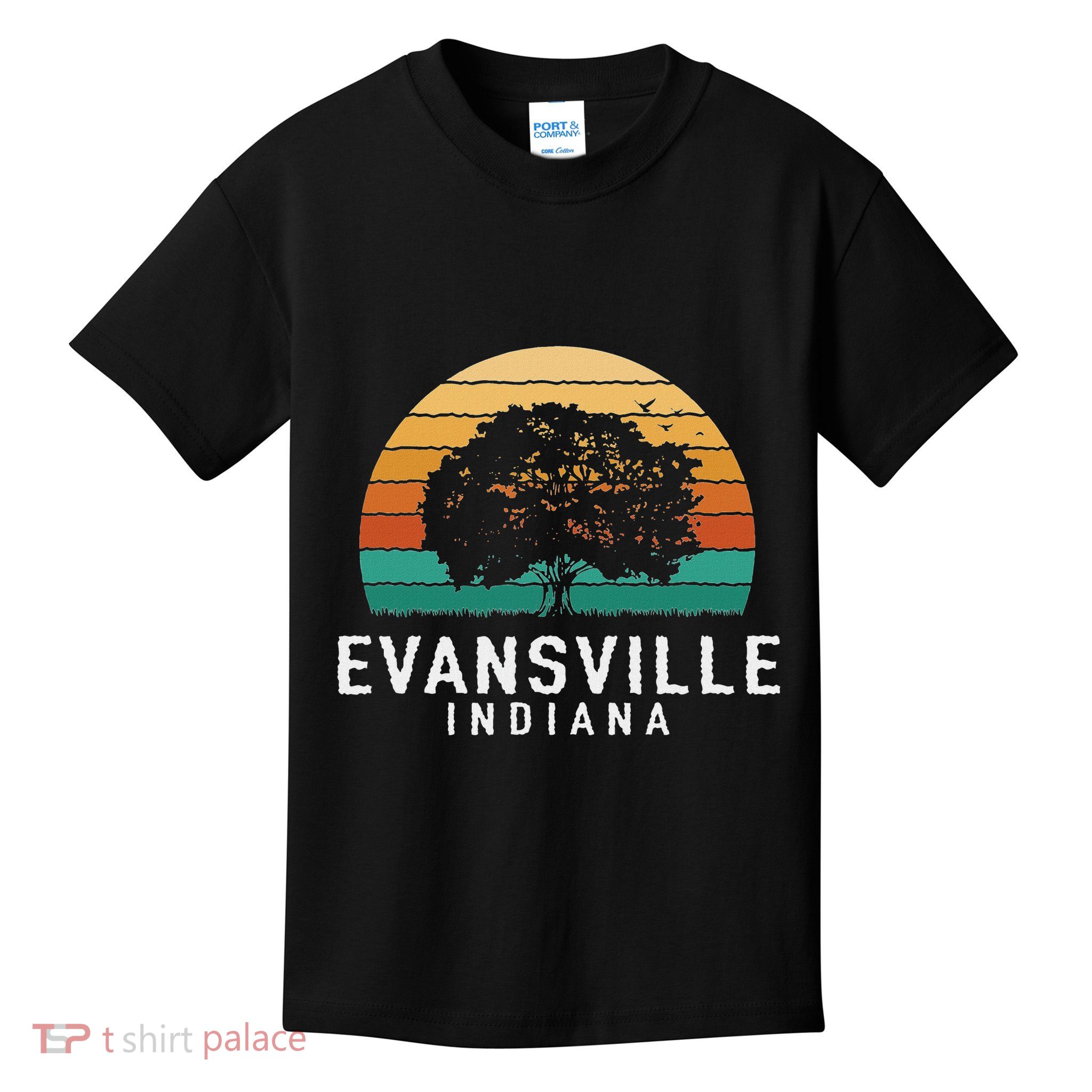 Evansville Vintage Sunset Indiana Souvenir Kids T-Shirt