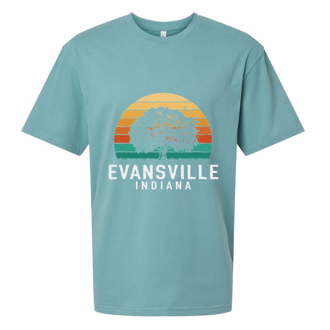 Evansville Vintage Sunset Indiana Souvenir Sueded Cloud Jersey T-Shirt