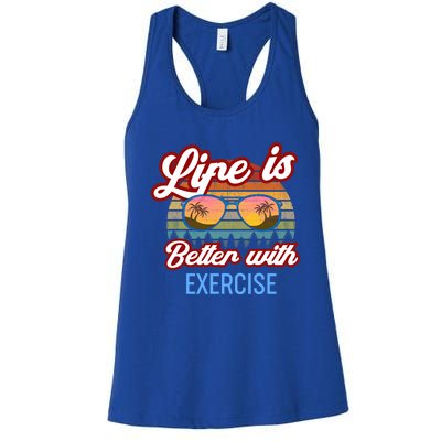 Excercise Vintage Sunset Gym Coach Personal Trainer Design Gift Women's Racerback Tank