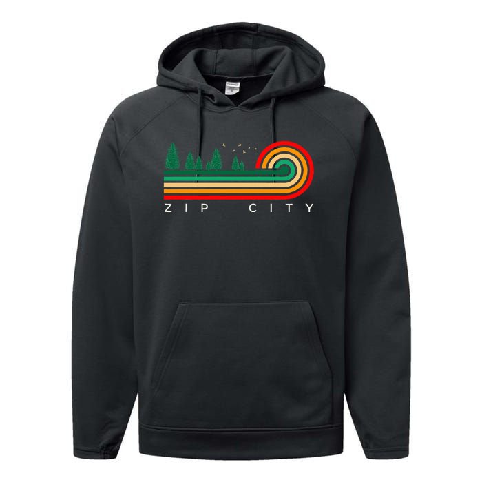 Evergreen Vintage Stripes Zip City Alabama Performance Fleece Hoodie