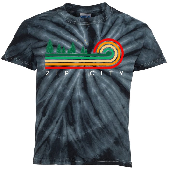 Evergreen Vintage Stripes Zip City Alabama Kids Tie-Dye T-Shirt