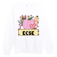 ECSE Valentine S Day Teacher Frame Premium Crewneck Sweatshirt