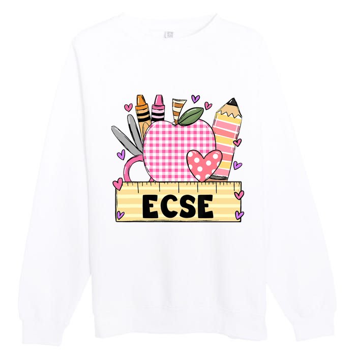 ECSE Valentine S Day Teacher Frame Premium Crewneck Sweatshirt