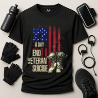 End Veteran Suicide Awareness 22 A Day Patriotic Us Flag Cooling Performance Crew T-Shirt