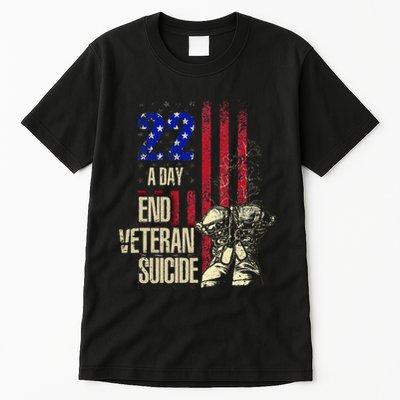 End Veteran Suicide Awareness 22 A Day Patriotic Us Flag Tall T-Shirt