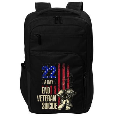 End Veteran Suicide Awareness 22 A Day Patriotic Us Flag Impact Tech Backpack