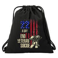 End Veteran Suicide Awareness 22 A Day Patriotic Us Flag Drawstring Bag