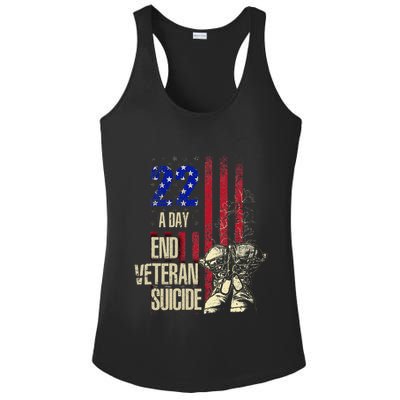 End Veteran Suicide Awareness 22 A Day Patriotic Us Flag Ladies PosiCharge Competitor Racerback Tank