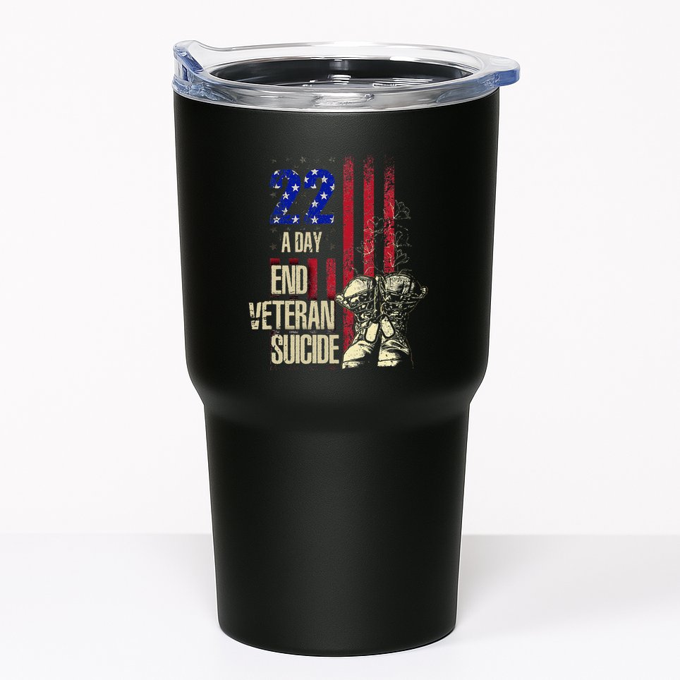 End Veteran Suicide Awareness 22 A Day Patriotic Us Flag Tumbler