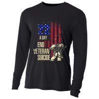 End Veteran Suicide Awareness 22 A Day Patriotic Us Flag Cooling Performance Long Sleeve Crew