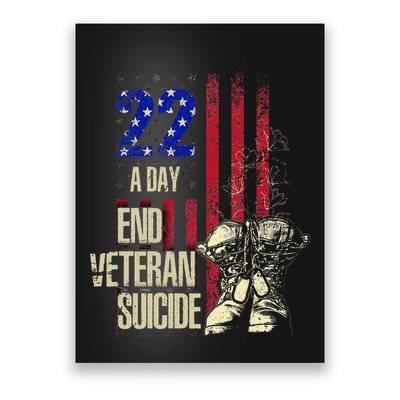 End Veteran Suicide Awareness 22 A Day Patriotic Us Flag Poster
