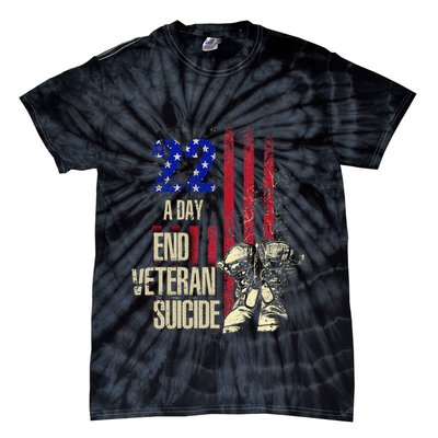 End Veteran Suicide Awareness 22 A Day Patriotic Us Flag Tie-Dye T-Shirt