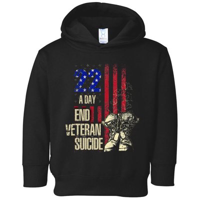 End Veteran Suicide Awareness 22 A Day Patriotic Us Flag Toddler Hoodie
