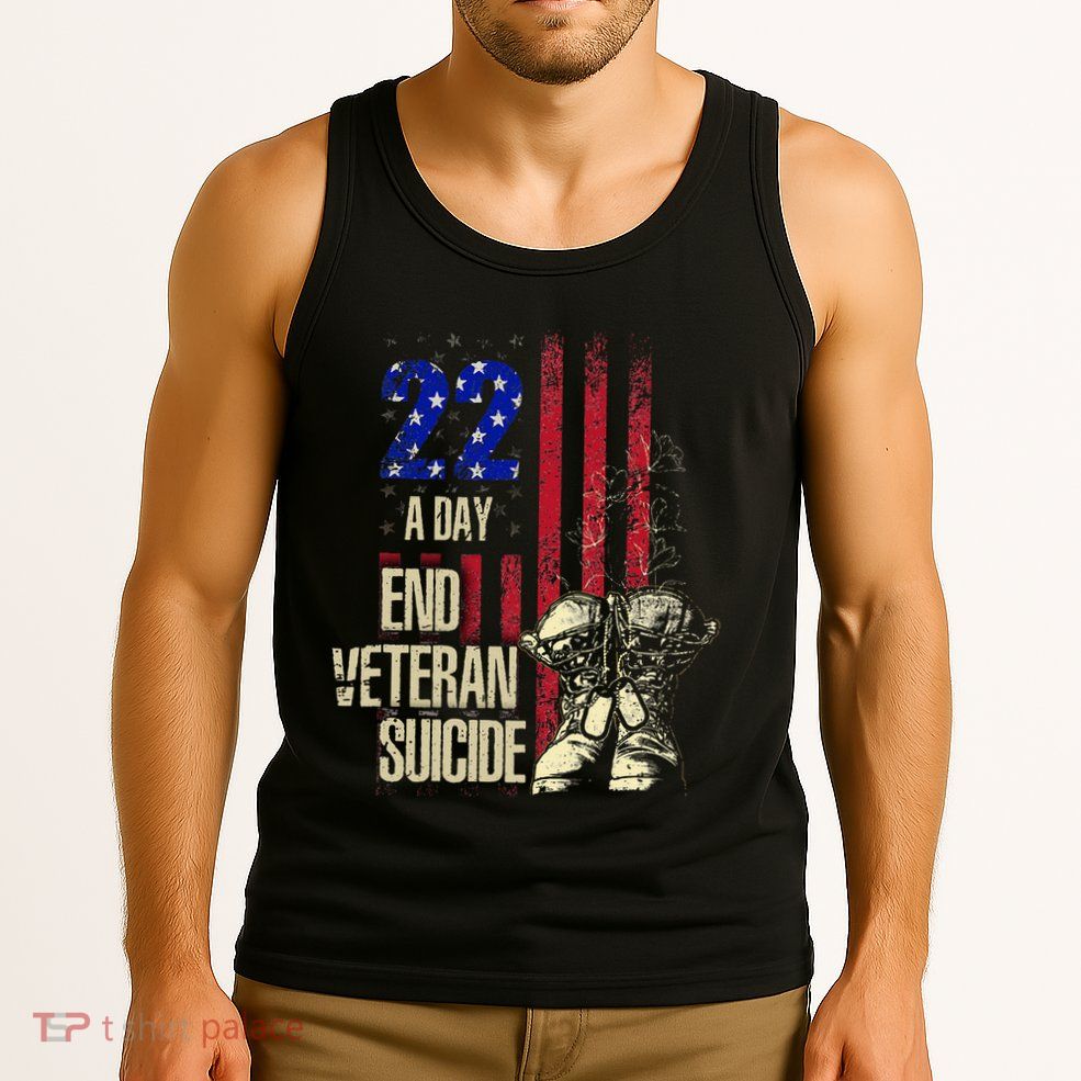 End Veteran Suicide Awareness 22 A Day Patriotic Us Flag Tank Top