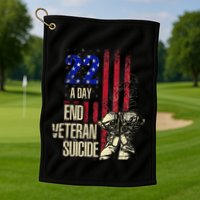 End Veteran Suicide Awareness 22 A Day Patriotic Us Flag Golf Towel