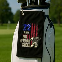 End Veteran Suicide Awareness 22 A Day Patriotic Us Flag Golf Towel