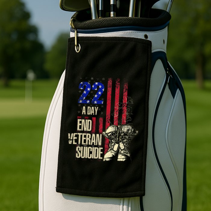 End Veteran Suicide Awareness 22 A Day Patriotic Us Flag Golf Towel