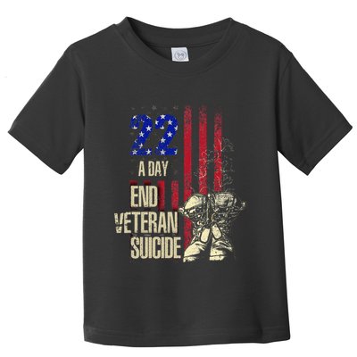 End Veteran Suicide Awareness 22 A Day Patriotic Us Flag Toddler T-Shirt
