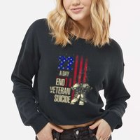End Veteran Suicide Awareness 22 A Day Patriotic Us Flag Cropped Pullover Crew