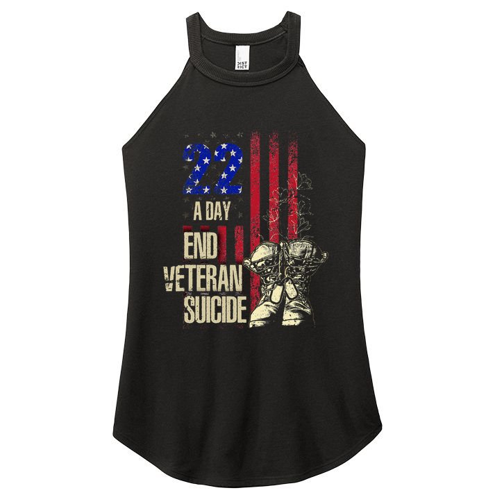 End Veteran Suicide Awareness 22 A Day Patriotic Us Flag Women's Perfect Tri Rocker Tank