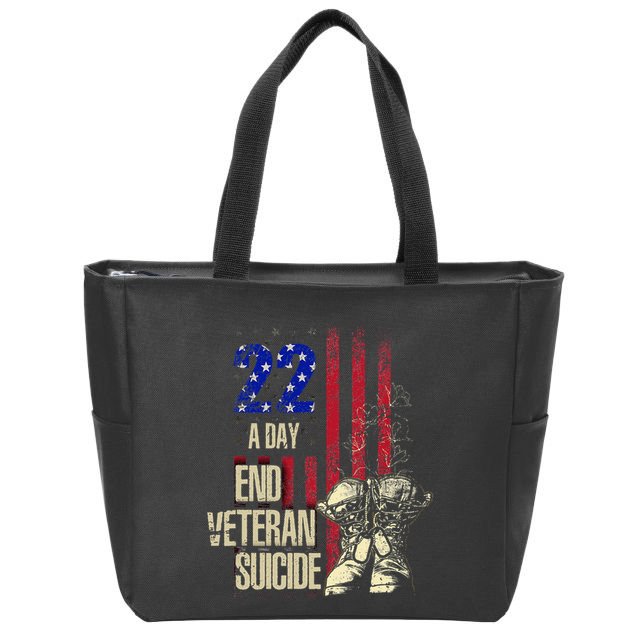 End Veteran Suicide Awareness 22 A Day Patriotic Us Flag Zip Tote Bag