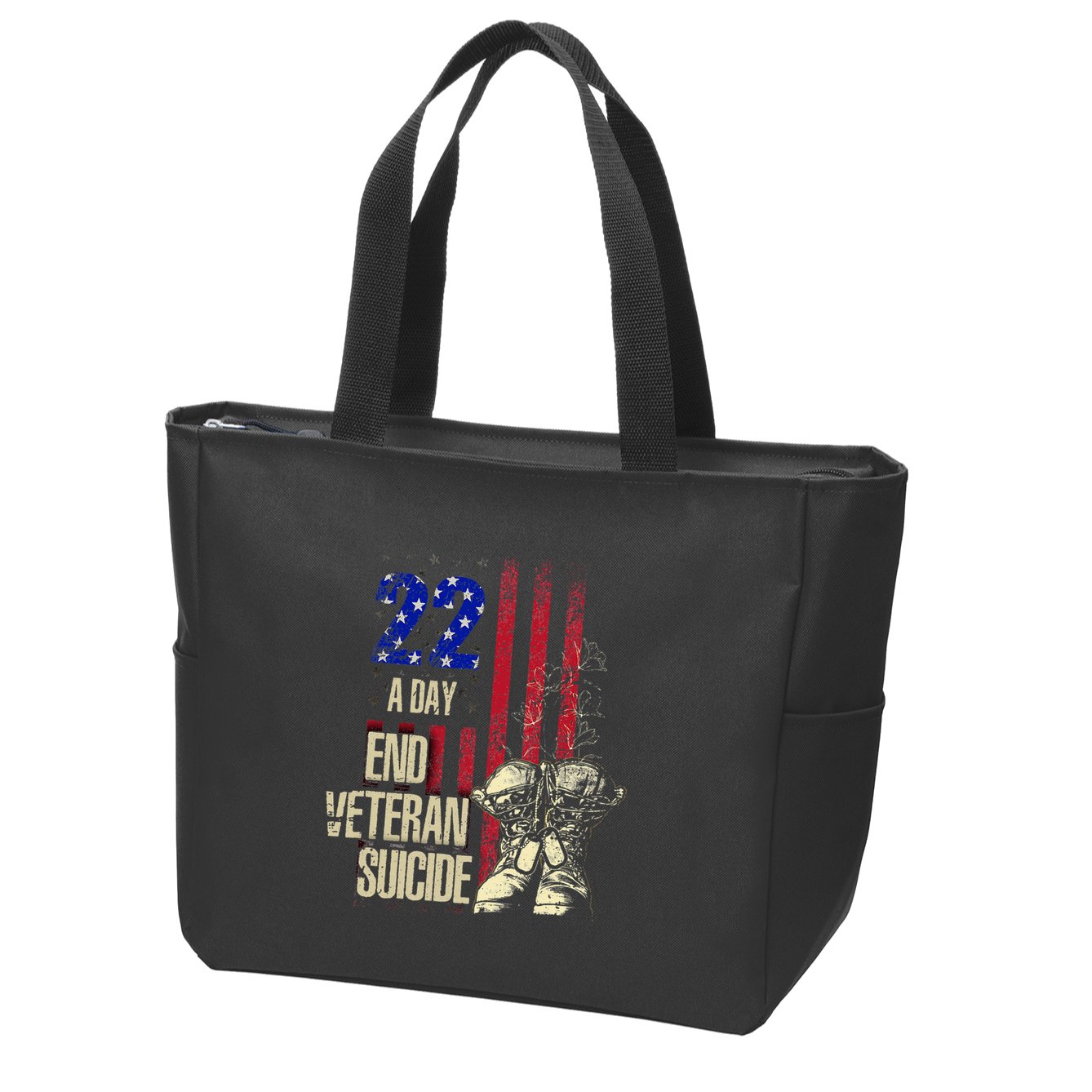 End Veteran Suicide Awareness 22 A Day Patriotic Us Flag Zip Tote Bag