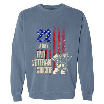 End Veteran Suicide Awareness 22 A Day Patriotic Us Flag Garment-Dyed Sweatshirt
