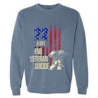 End Veteran Suicide Awareness 22 A Day Patriotic Us Flag Garment-Dyed Sweatshirt