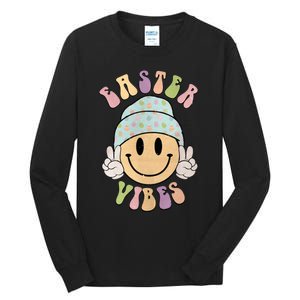 Easter Vibes Smiley Face Easter Vibes Easter Funny Tall Long Sleeve T-Shirt